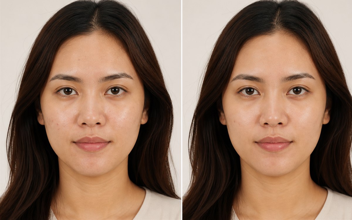 Foto ilustrasi before dan after perawatan kulit di Klinik Estetika